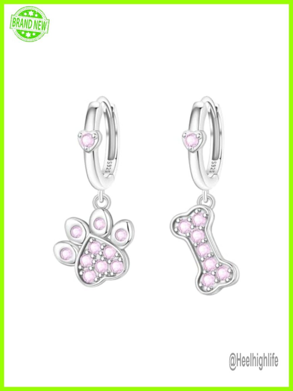 925 Sterling Silver Drop Dangle Earrings Star Moon Cute Pet Hypoallergenic